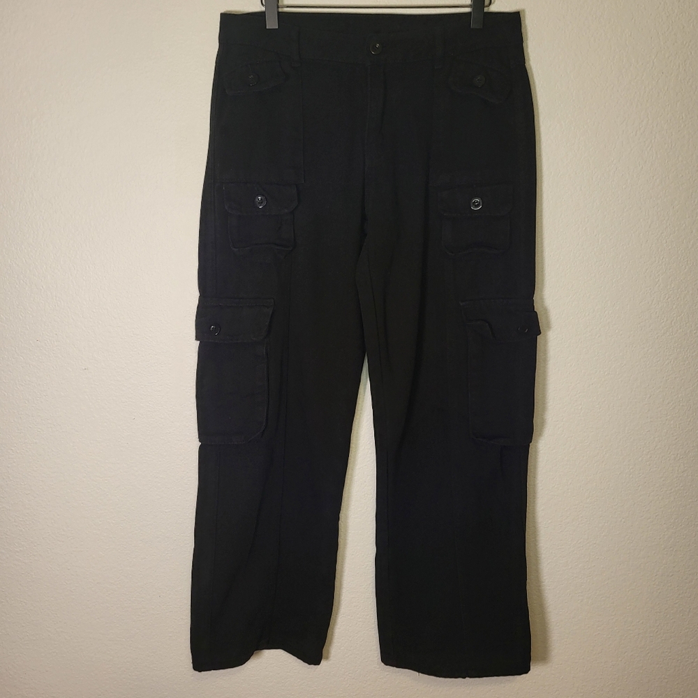 Jeans Brand Wide Leg Flap Pocket Cargo Jeans size Large, around size 31 see info